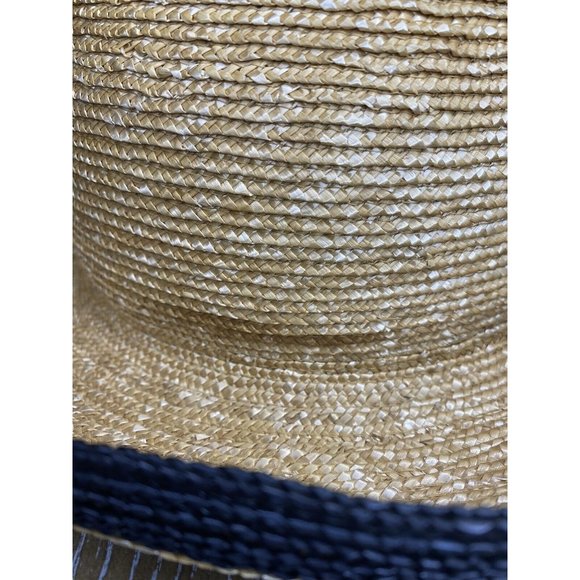 Handmade Bunn. New York Straw Sun Hat Black Rim Classic Natural Tan - Picture 8 of 12